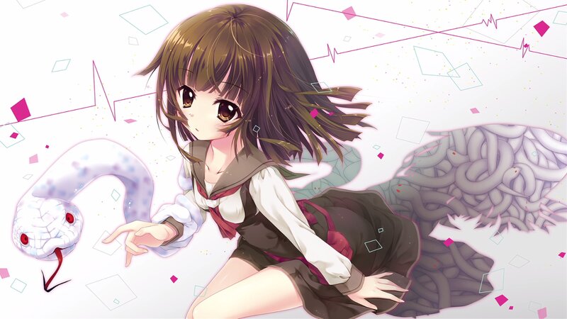 Anime Girl with Snake — White, Dramatic