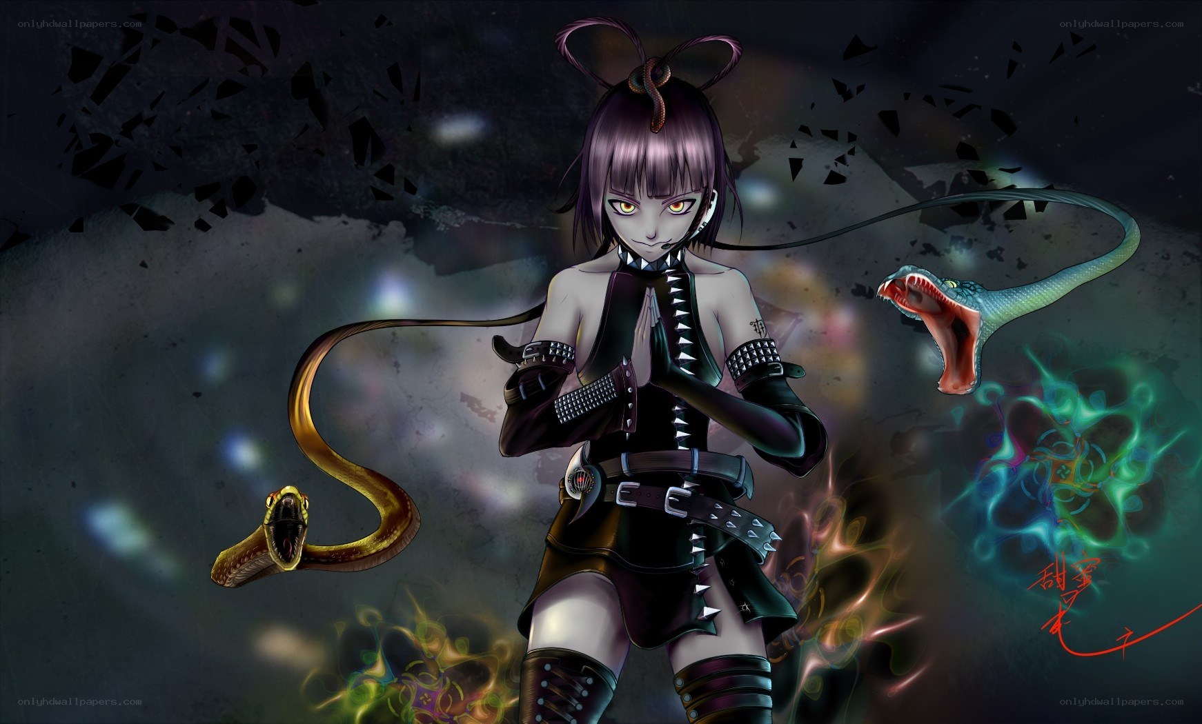 Anime girl with snakes