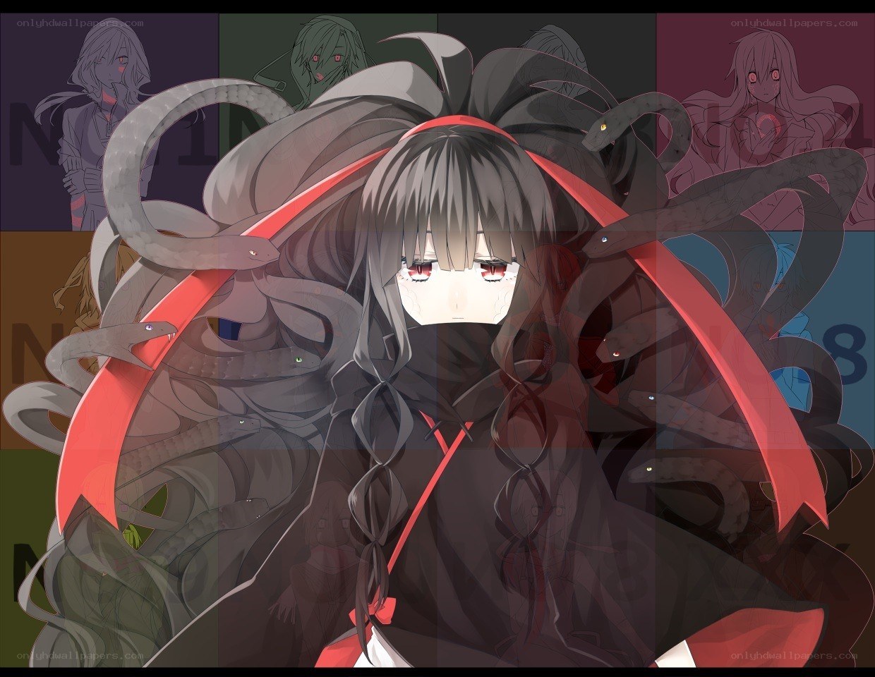 Anime girl with snakes