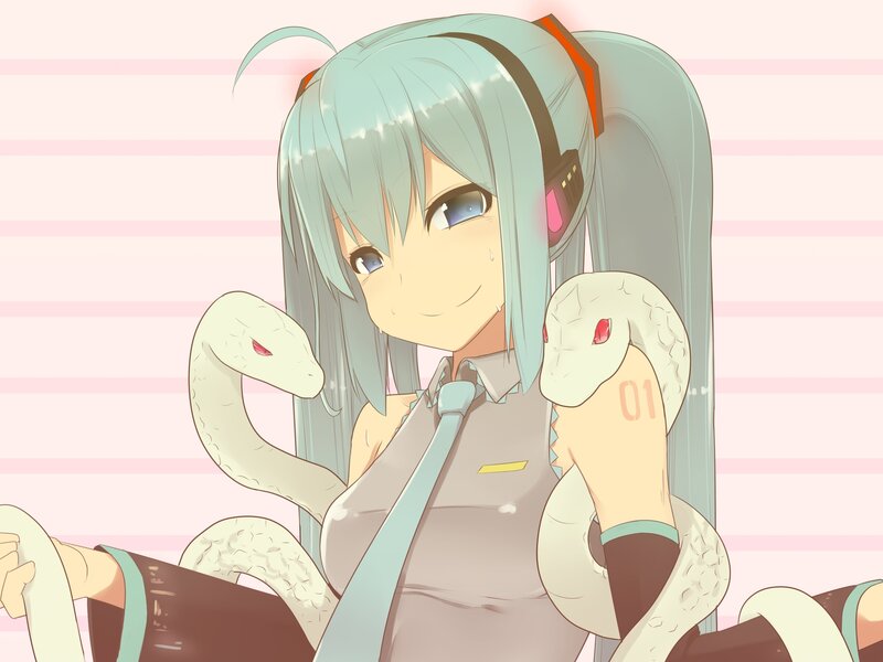 Anime Girl with Snakes — Blue