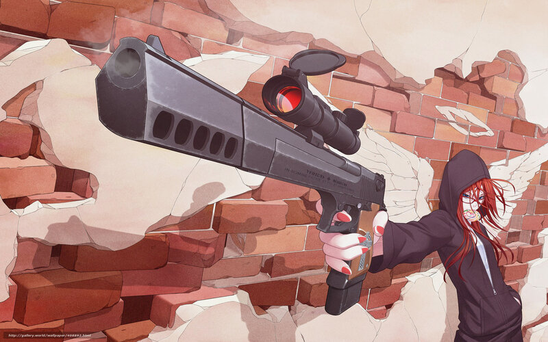 Anime girl with sniper pistol