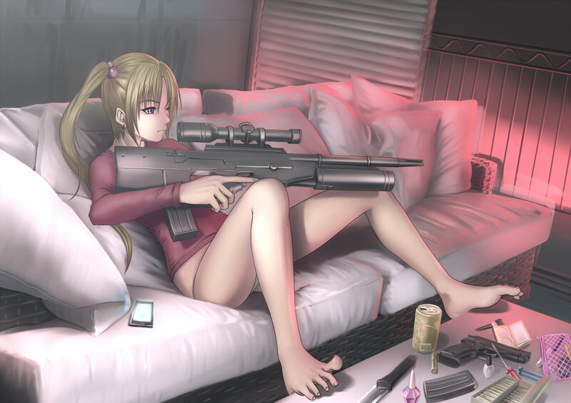 Anime girl with sniper rifle