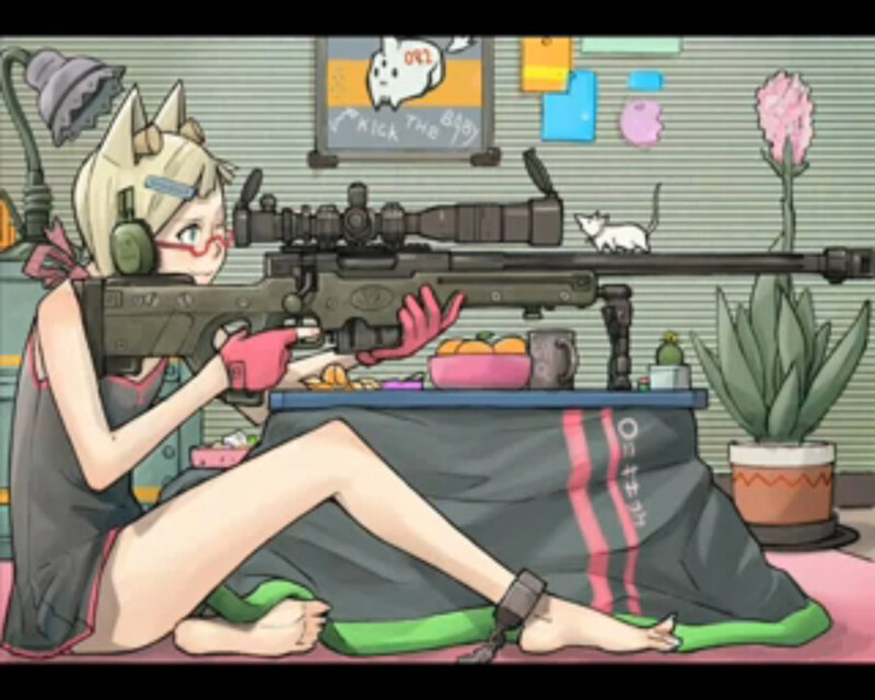 Anime girl with sniper rifle