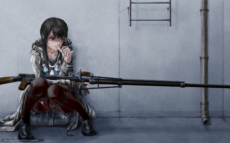 anime girl with sniper rifle