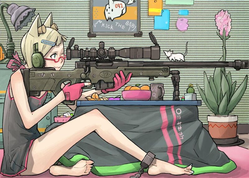 anime girl with sniper rifle