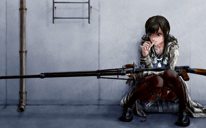 Anime girl with sniper rifle