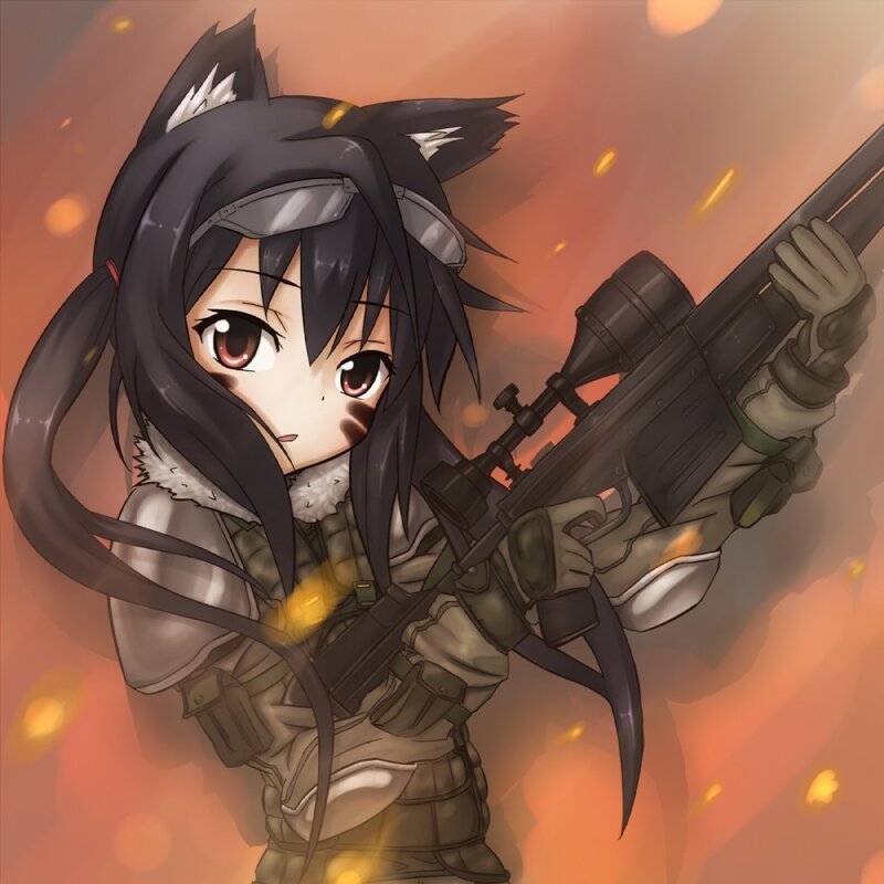 anime girl with sniper rifle
