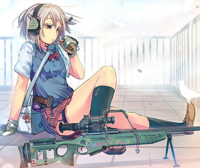 Anime girl with sniper rifle
