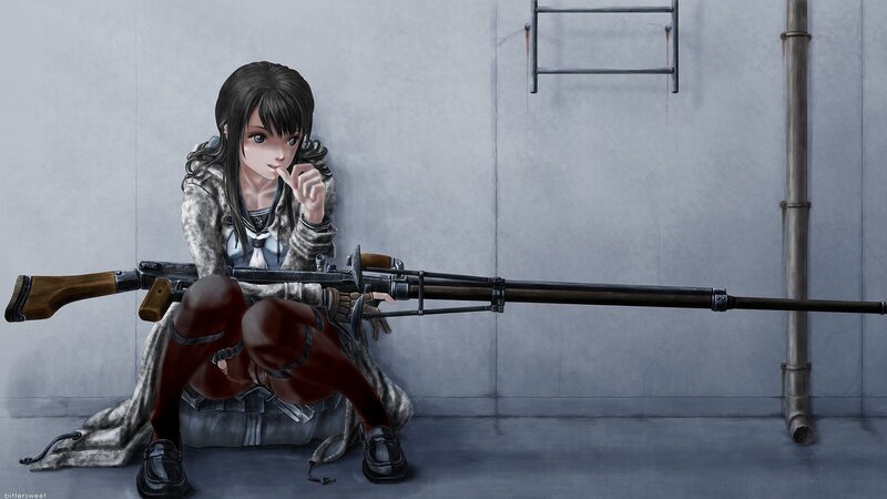 anime girl with sniper rifle
