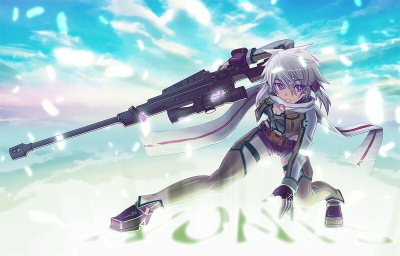 Anime Girl with Sniper Rifle — Blue