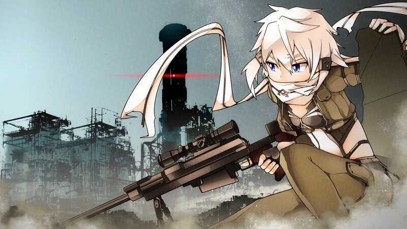Anime Girl with Sniper Rifle — Brown, Dramatic