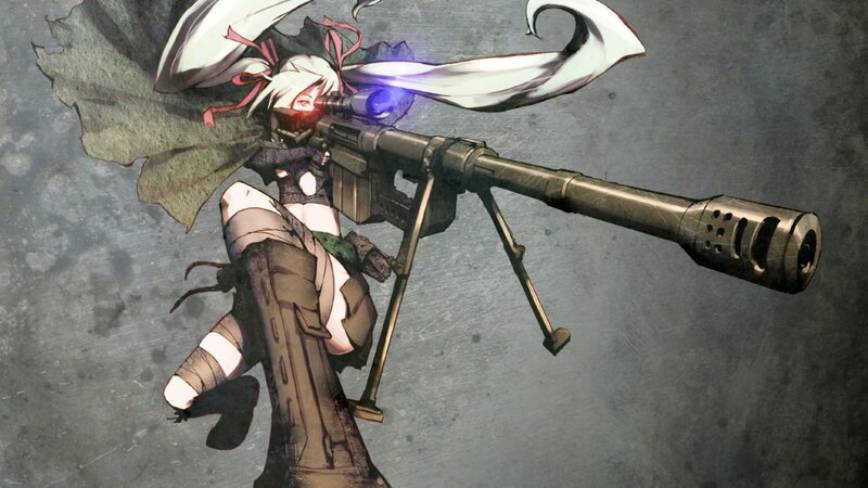 Anime Girl with Sniper Rifle — Gray, Dramatic, Digital Art