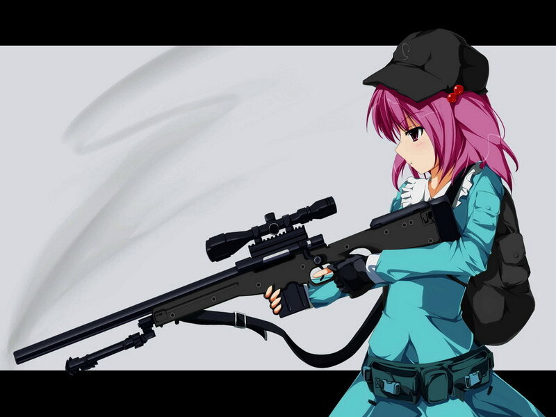 Anime Girl with Sniper Rifle — Pink