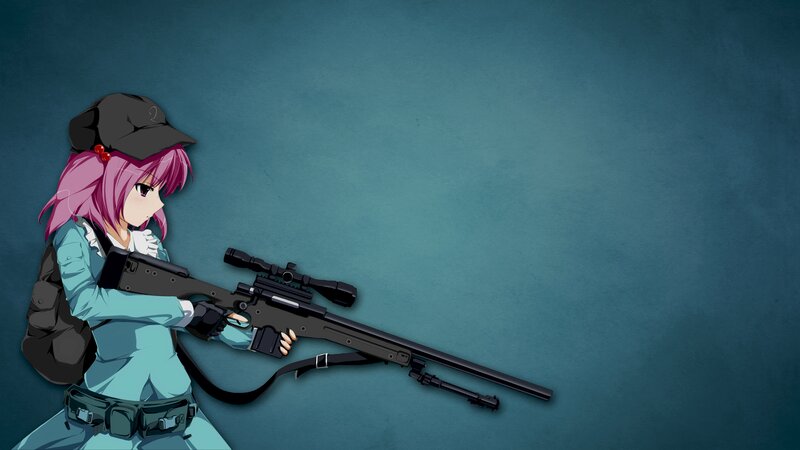 Anime Girl with Sniper Rifle — Teal, Focused