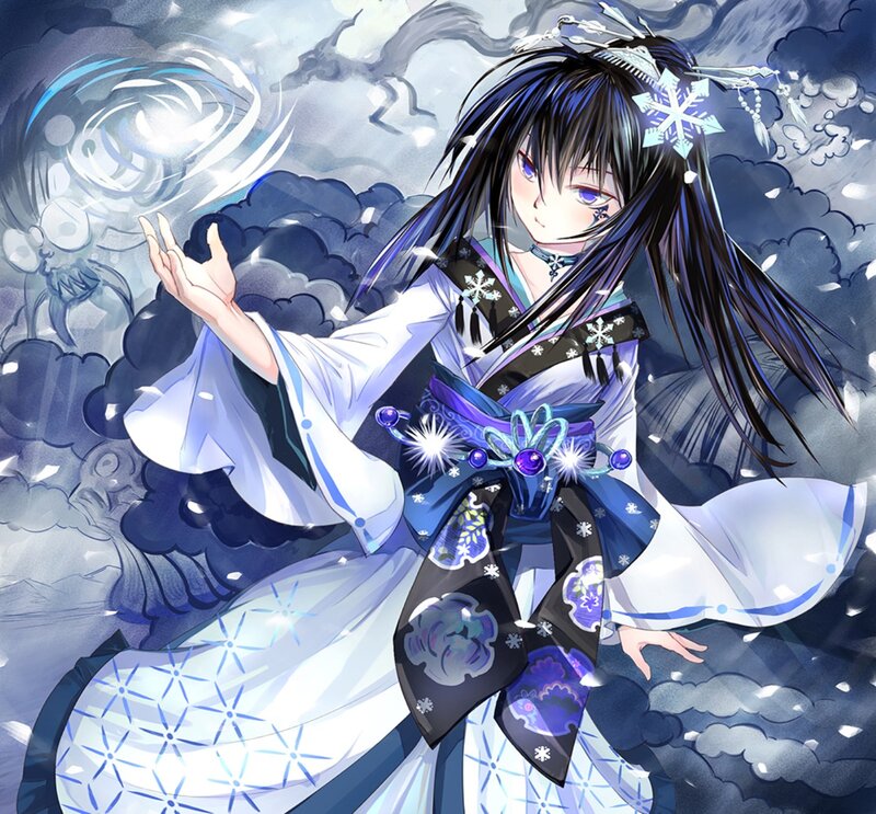 Anime Girl with Snow Magic — Blue, Dramatic