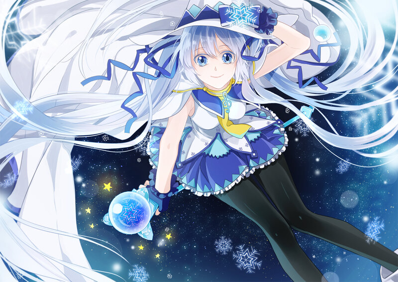 Anime Girl with Snow Magic — Blue, Magical