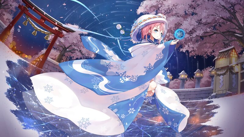Anime Girl with Snow Magic — Blue, Serene