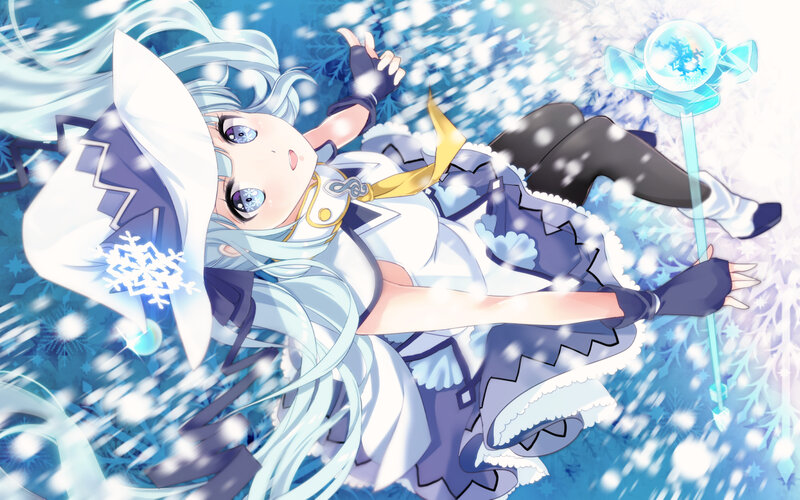 Anime Girl with Snow Magic — Blue