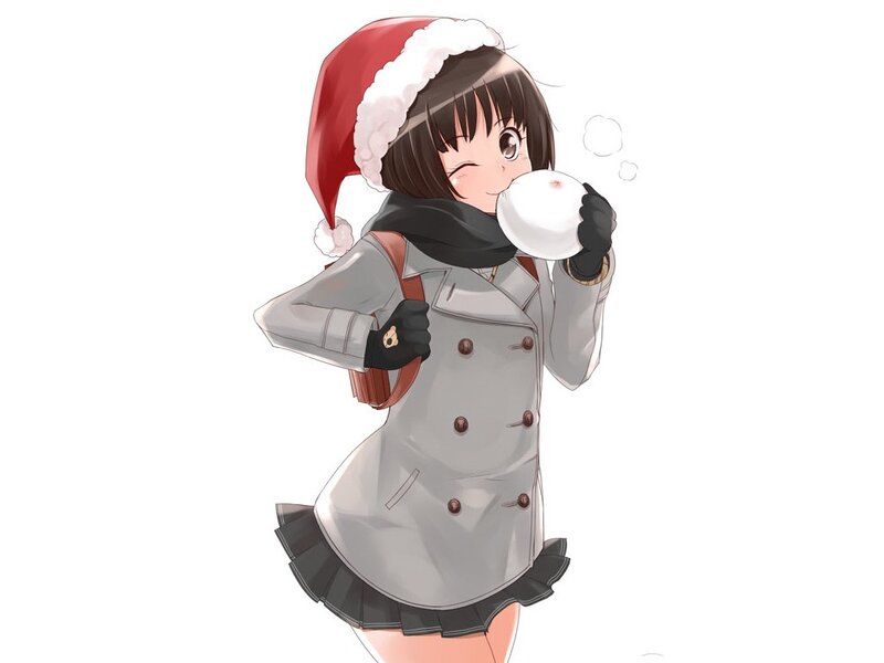 anime girl with snowball