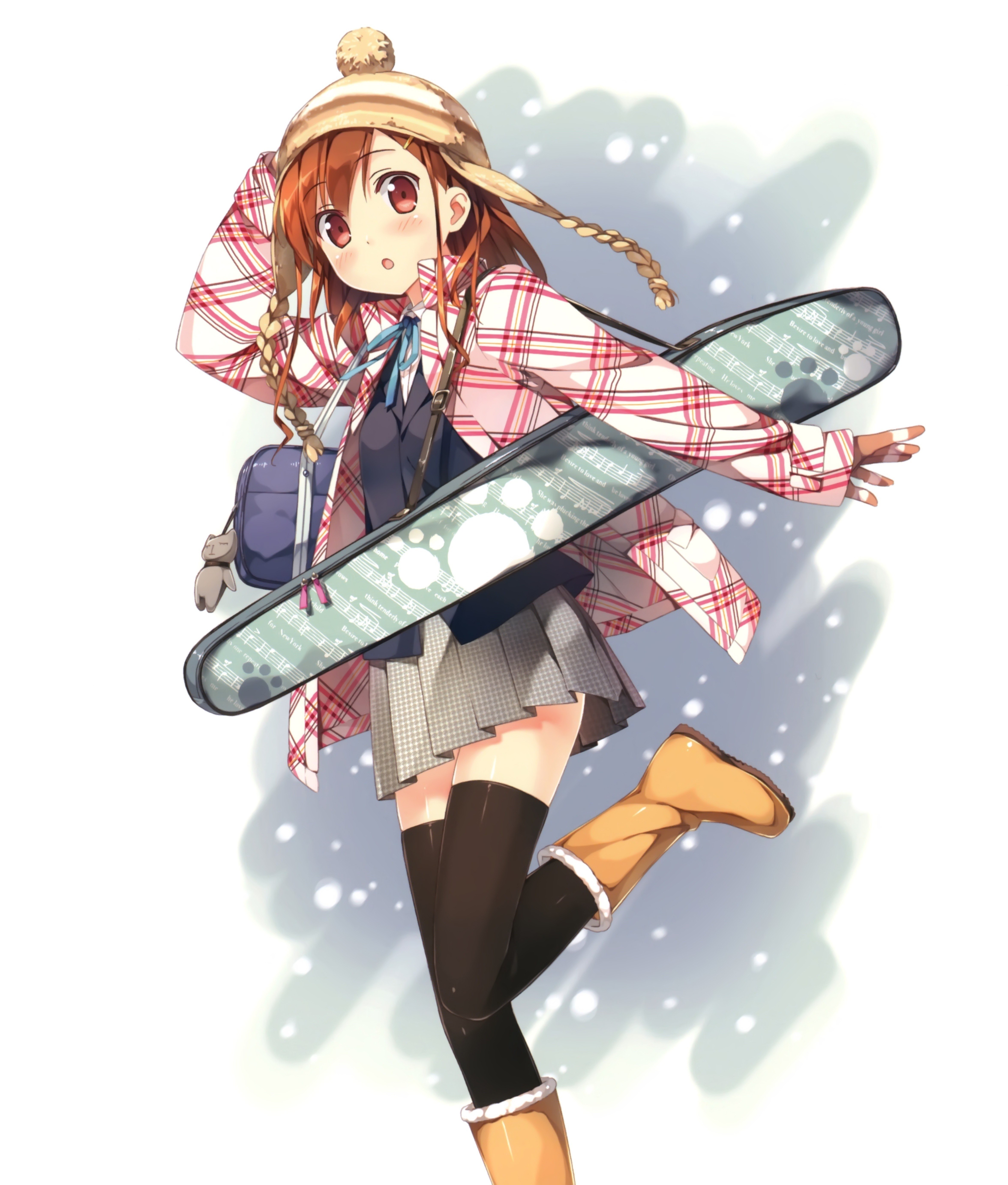 anime girl with snowboard
