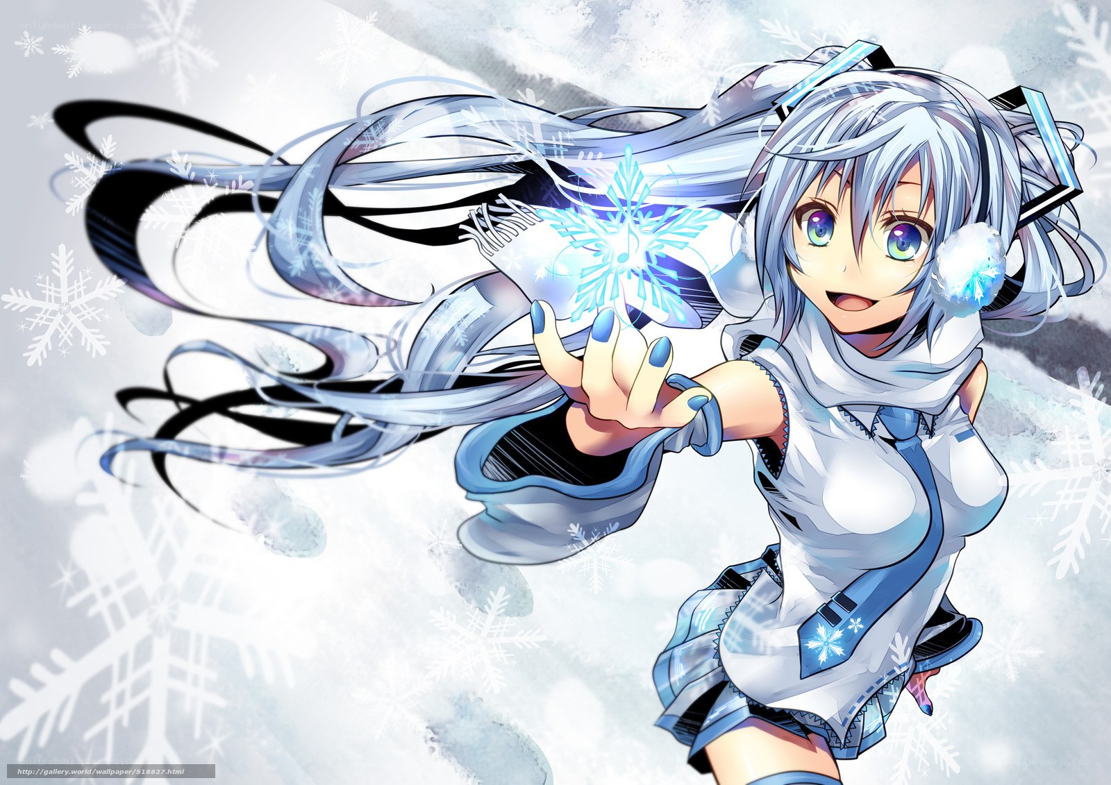 anime girl with snowflake magic