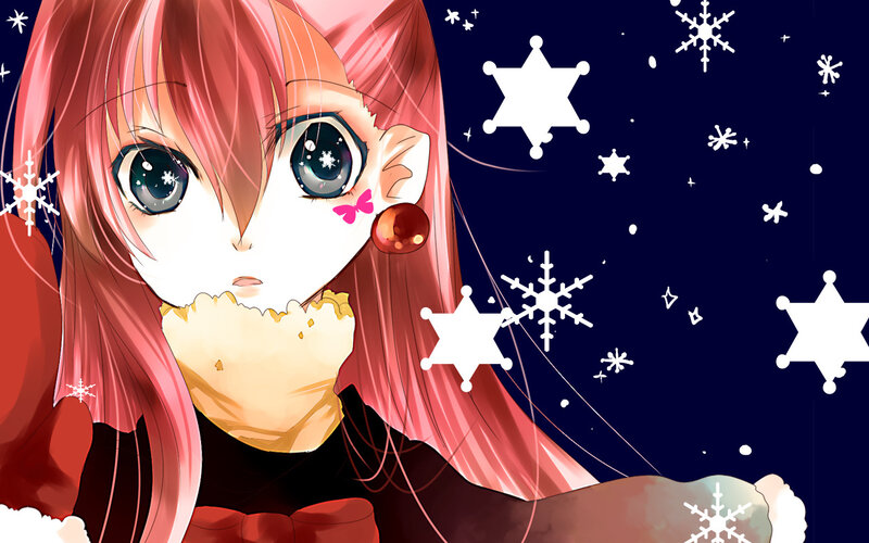 anime girl with snowflakes