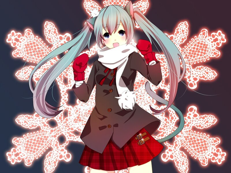 anime girl with snowflakes