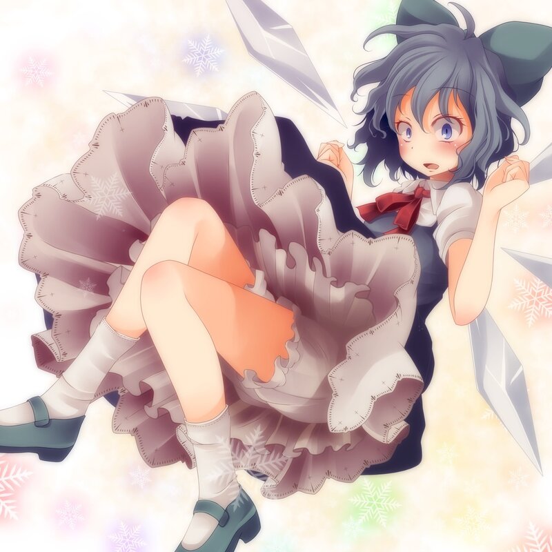 anime girl with snowflakes