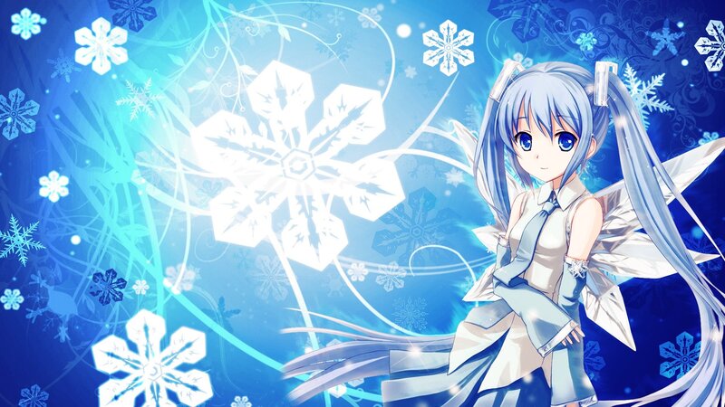 Anime girl with snowflakes