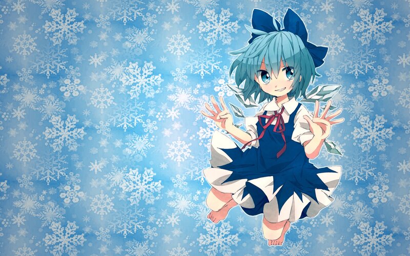 anime girl with snowflakes