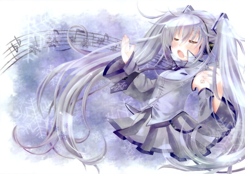anime girl with snowflakes