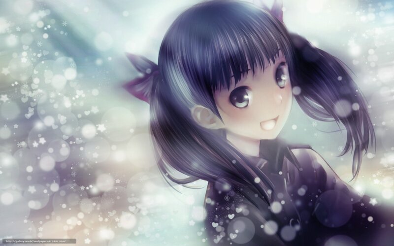 anime girl with snowflakes
