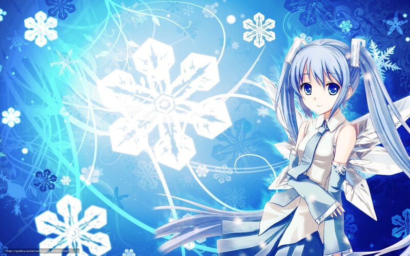 Anime girl with snowflakes