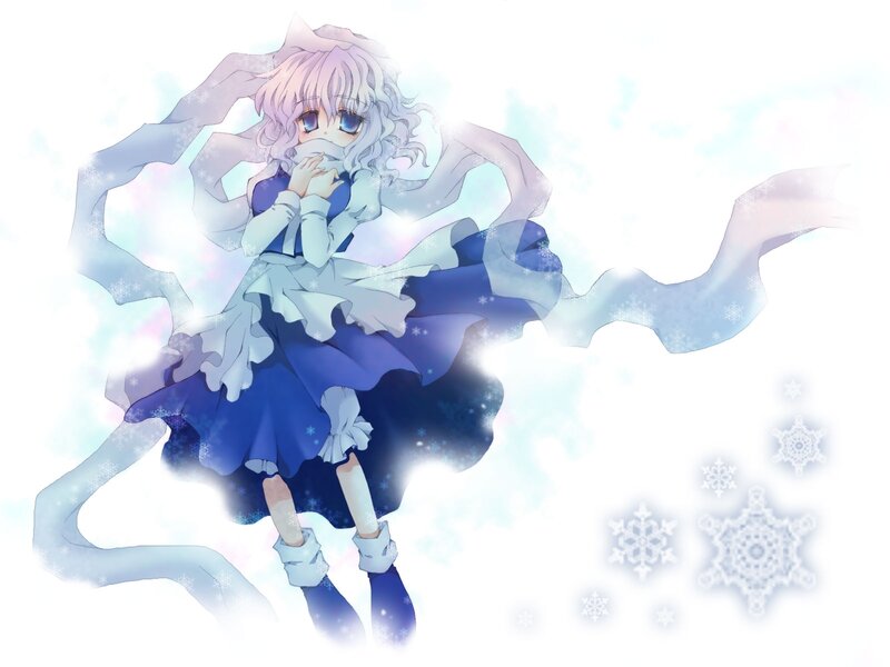 Anime Girl with Snowflakes — Blue, Cold