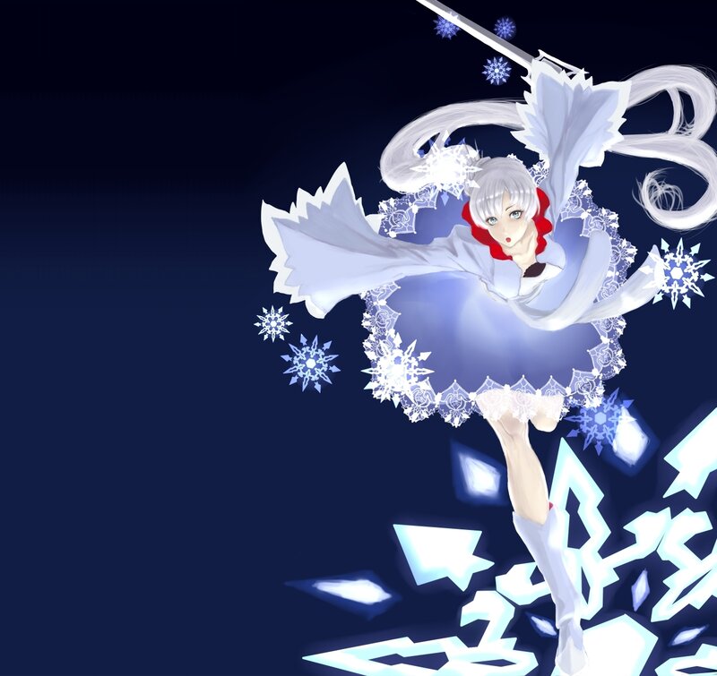 Anime Girl with Snowflakes — Blue, Dramatic