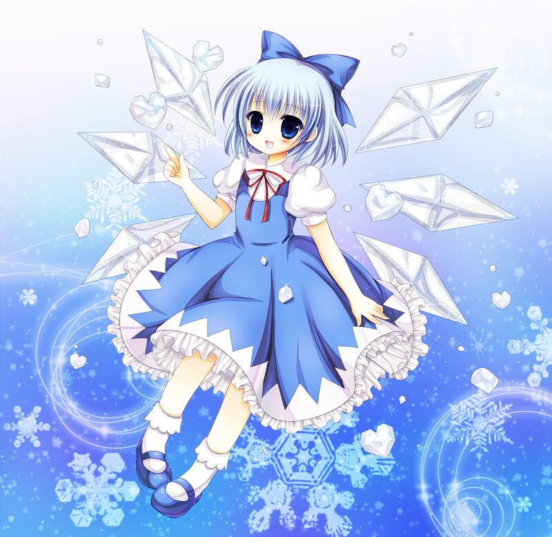 Anime Girl with Snowflakes — Blue