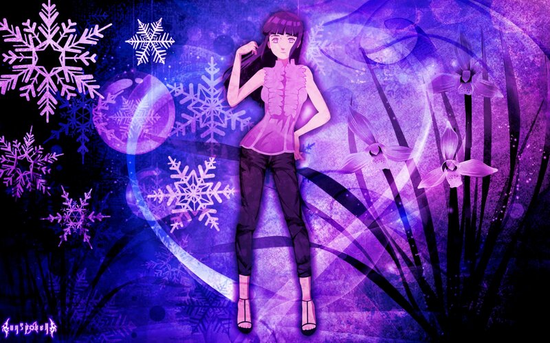 Anime Girl with Snowflakes — Purple