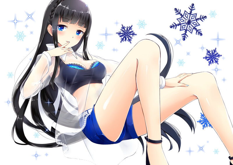 Anime Girl with Snowflakes — White, Playful
