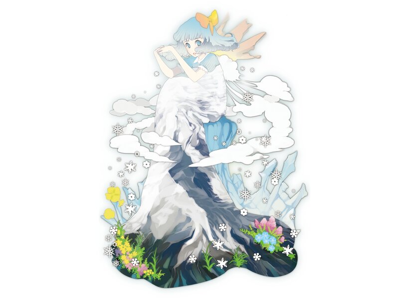 Anime Girl with Snowflakes — White, Serene
