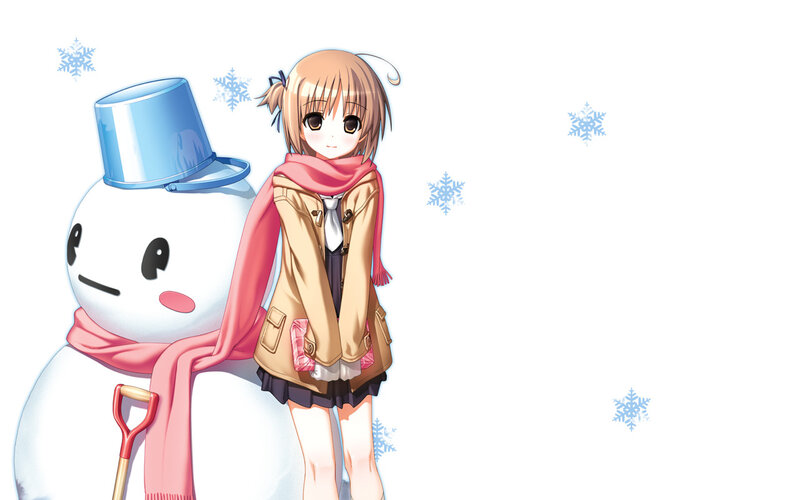 Anime girl with snowman
