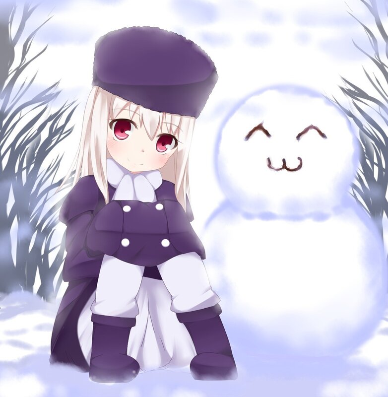 anime girl with snowman