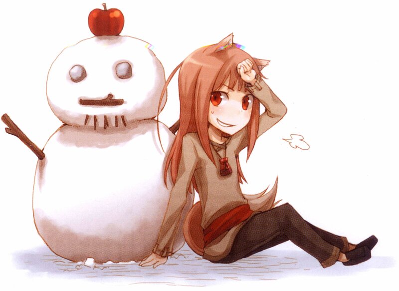 anime girl with snowman