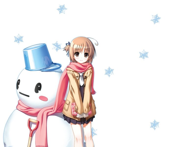 Anime girl with snowman