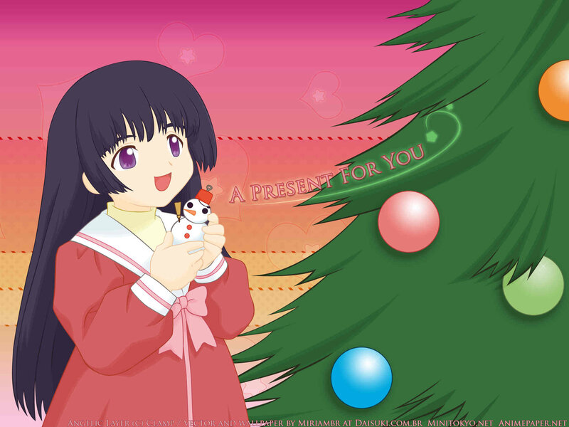Anime Girl with Snowman — Green