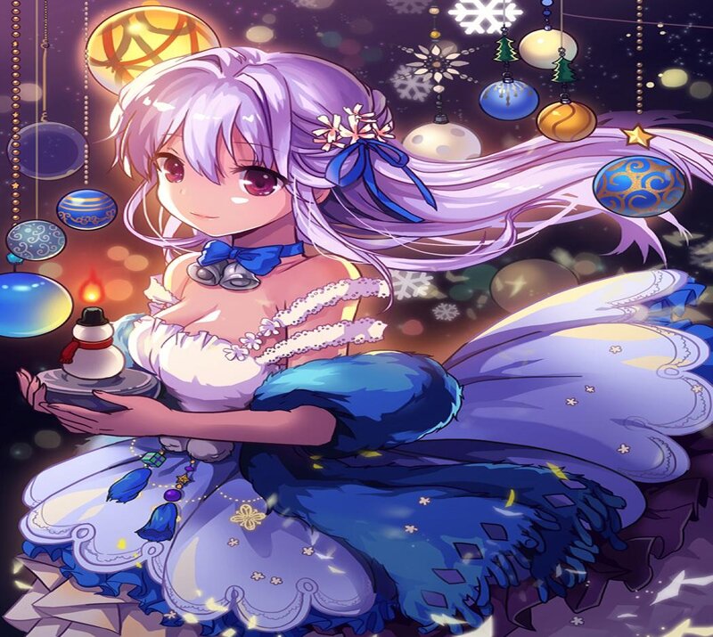 Anime Girl with Snowman — Purple