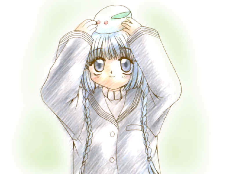Anime Girl with Snowman — White, Playful, Manga