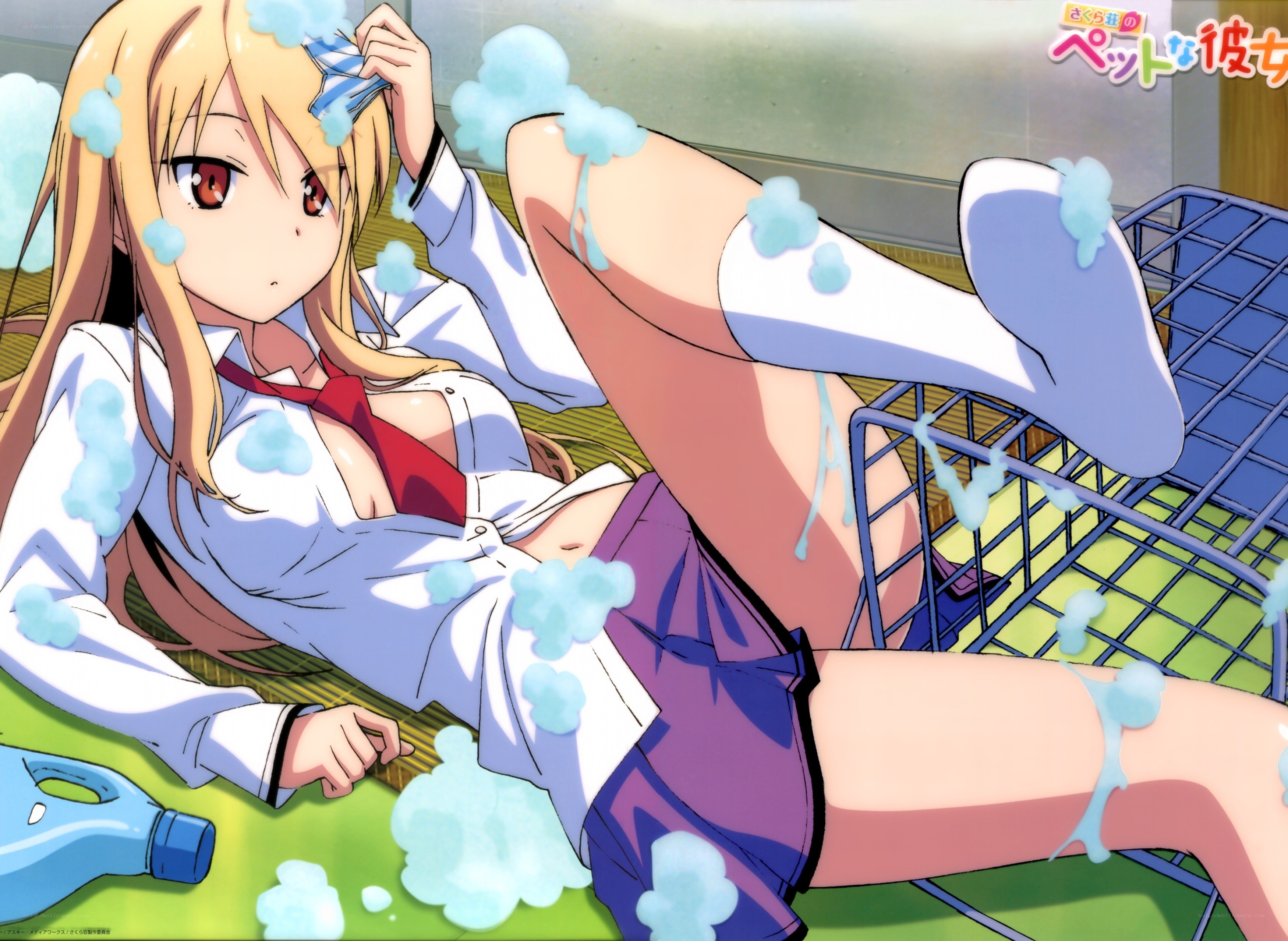 anime girl with soap bubbles