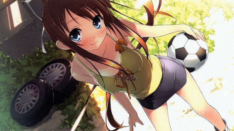Anime girl with soccer ball