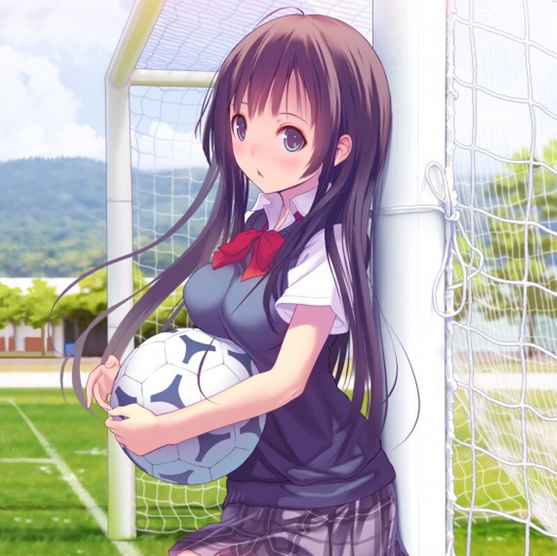 Anime Girl with Soccer Ball — Green