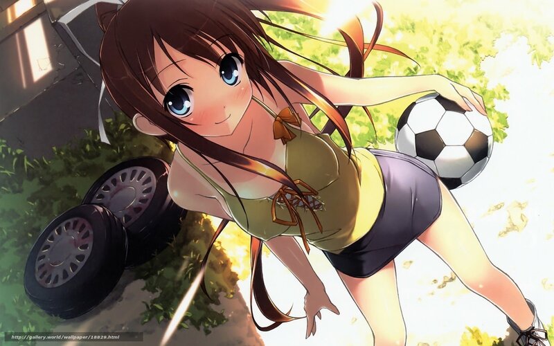 Anime girl with soccer ball